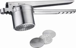 Westmark 611-72260 Spätzlepresse Edelstahl Mit 4 Einsätzen, Silber