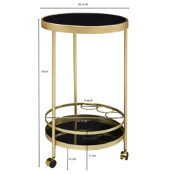 WOHNLING Design Servierwagen Gold Rund Ø 45cm 2 Ebenen | Beistelltisch Auf Rollen Mit Glasplatte Schwarz Speisewagen | Küchenwagen | Teewagen -Kaufland Verkäufe 24e28e276534c16b9541c5120e39f272
