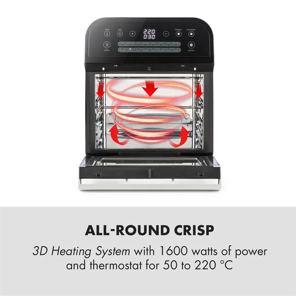 AeroVital Cube Heißluftfritteuse 1600W 12l Timer 16 Programme Schwarz 5 AeroVital Cube Heißluftfritteuse 1600W 12l Timer 16 Programme Schwarz – Bild 3