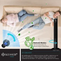 KESSER® Turmventilator Mit Fernbedienung | 120 Cm | Oszilation | 55W | LED-Display | Ventilator Mit 3 Geschwindigkeitsstufen + Timer Bis 12 Stunden + 3 Betriebsmodi + 90° Oszillierend Towerventilator, Farbe:Schwarz -Kaufland Verkäufe 25cb00a5c19b92b1dd4bbf459d1103f2