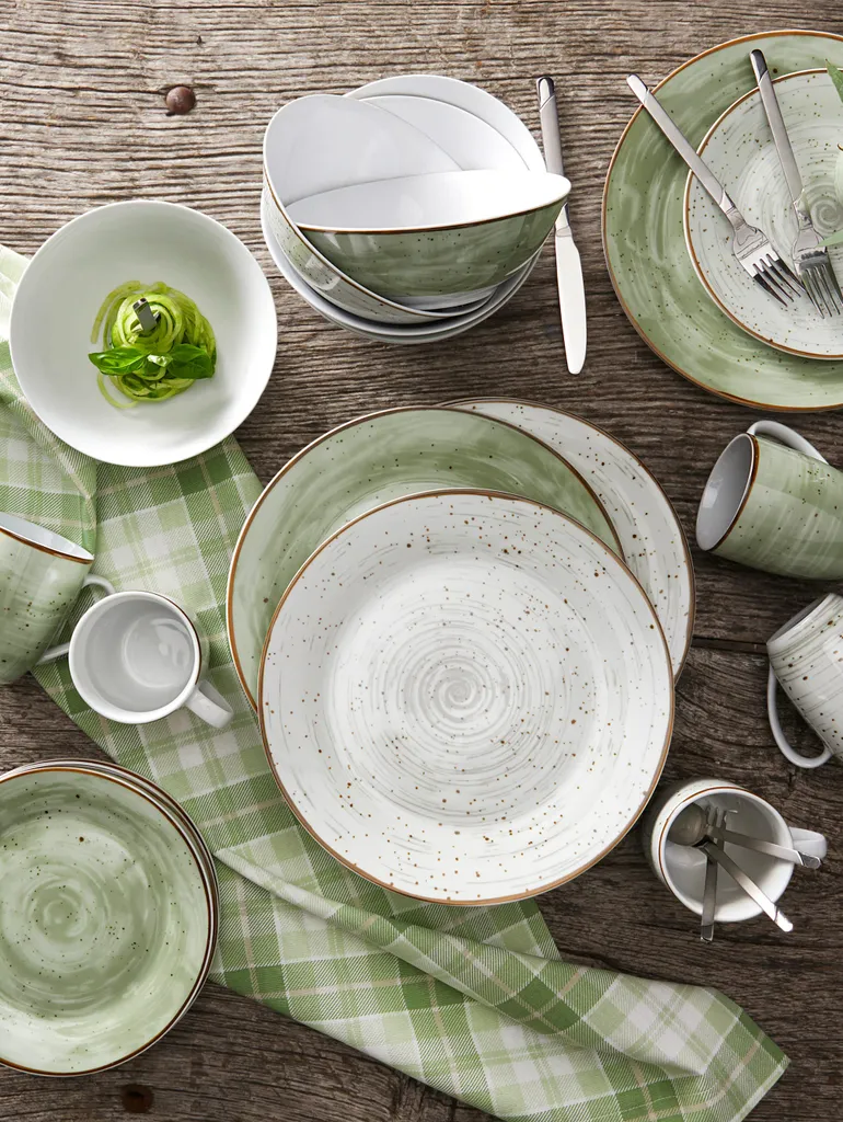 WELLCO Kombiservice Pur 24teilig Grün/grau 6 WELLCO Kombiservice Pur 24teilig Grün/grau – Bild 4