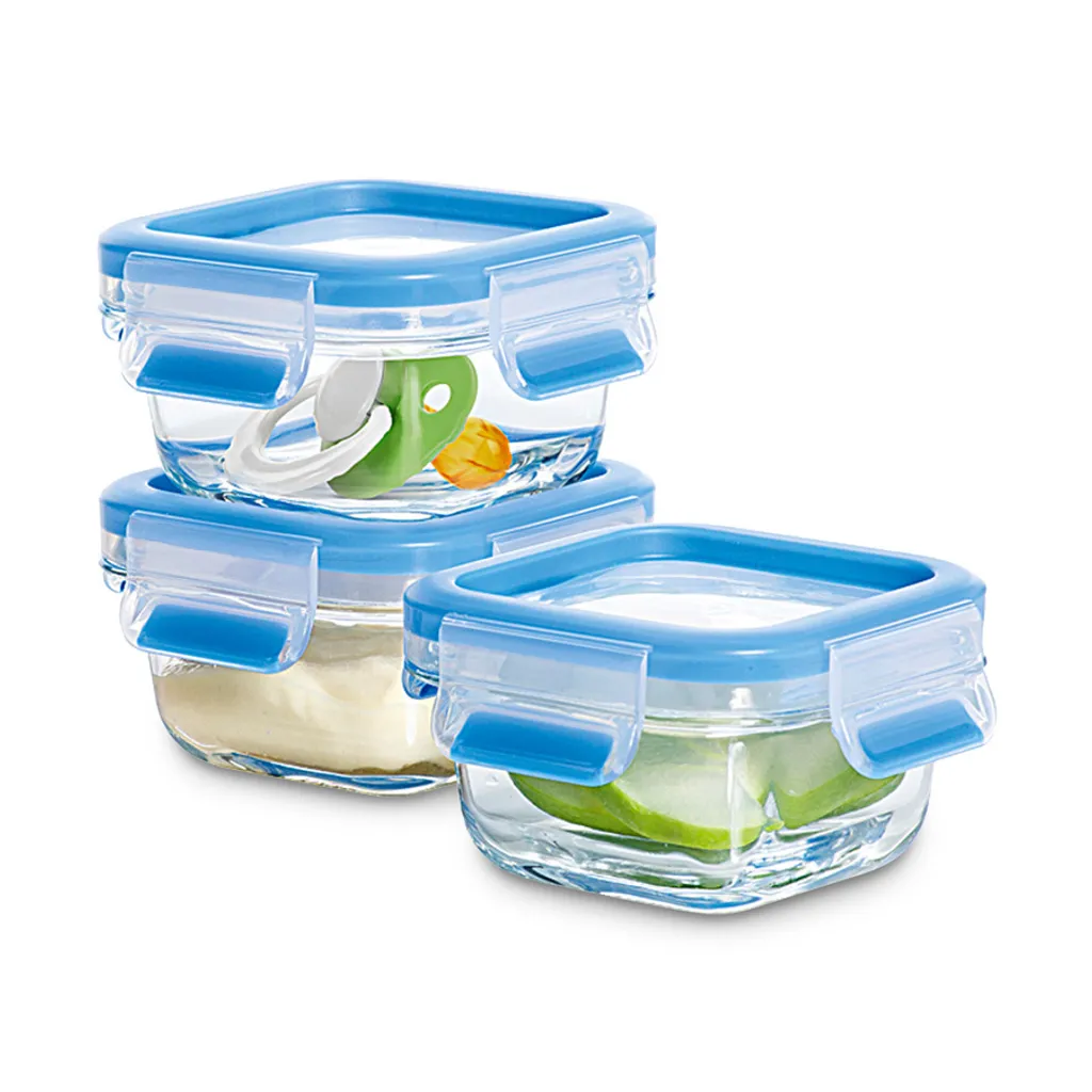 EMSA Clip & Close Glas, Set, Quadratisch, 0,2 L, Blau, Transparent, Polypropylen (PP), Thermoplastisches Elastomer (TPE), Deutschland 16 EMSA Clip & Close Glas, Set, Quadratisch, 0,2 L, Blau, Transparent, Polypropylen (PP), Thermoplastisches Elastomer (TPE), Deutschland – Bild 14