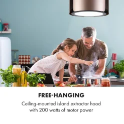 Klarstein Skyfall Smart Inselhaube,App- Und Gestensteuerung,45 X 42 Cm (ØxB),freihängend,Umluftbetrieb/Abluft,3 Stufen,402 M³/h,200 W,LED Beleuchtung,EEK C,inklusive Aluminium-Fettfilter Und 2 Aktivkohlefiltern,Wifi,illuminierter Touch-Drehregler,Dunstabzugshaube,Edelstahl,gold -Kaufland Verkäufe 274e10f47e8c9edc2fad07482ede29f7