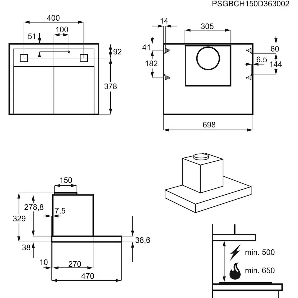 Electrolux Unterbauhaube Flachschirmhaube 70cm Max.400m³/h Hob²Hood Funktion SilenceTech EFT6576OX 5 Electrolux Unterbauhaube Flachschirmhaube 70cm Max.400m³/h Hob²Hood Funktion SilenceTech EFT6576OX – Bild 3