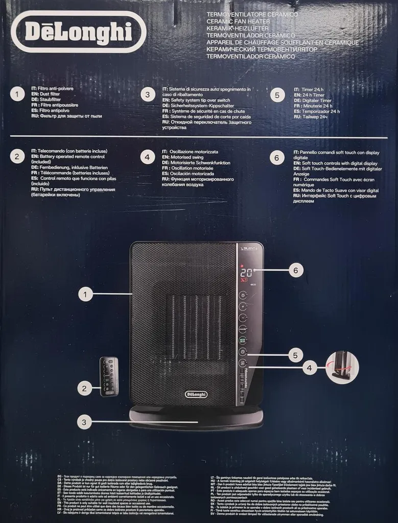 De'Longhi DeLonghi DCH7993ER.BC Keramik Heizlüfter, 2.400 W - Schwarz 4 De'Longhi DeLonghi DCH7993ER.BC Keramik Heizlüfter, 2.400 W - Schwarz – Bild 2