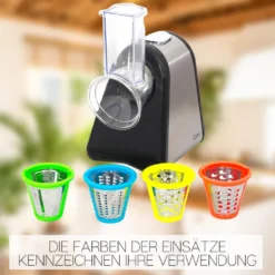 Zilan Elektrische Reibe | Elektrischer Gemüsehobel | Spiralschneider | Gemüseschneider | 200 Watt | 4 Aufsätze | -Kaufland Verkäufe 2899c0977aba8edaf9a1d4a5450f5701
