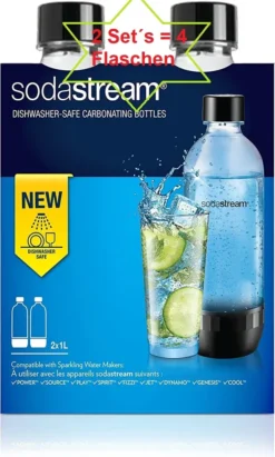 Doppelpack! SodaStream Quadro Pack, Durchsichtig, 4 X 1L Tritan-Flasche - Spülmaschinengeeignet! (BPA Frei) -Kaufland Verkäufe 2947c84db0407052249bf105b6352b8e