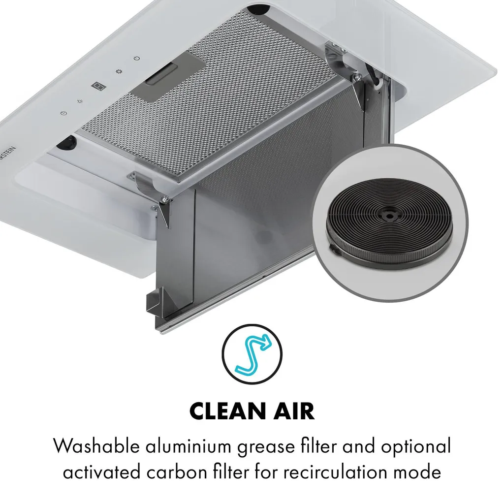 Klarstein Hektor Brilliant Edition Lüfterbaustein ,52 Cm ,max. Abluftleistung 506 M³/h ,EEK: C ,3 Stufen ,Nachlüftungstimer ,LED-Panel: 6500 K ,Touch-Panel ,Dunstabzugshaube ,Einbau-Haube ,Sicherheitsglas ,weiß 9 Klarstein Hektor Brilliant Edition Lüfterbaustein ,52 Cm ,max. Abluftleistung 506 M³/h ,EEK: C ,3 Stufen ,Nachlüftungstimer ,LED-Panel: 6500 K ,Touch-Panel ,Dunstabzugshaube ,Einbau-Haube ,Sicherheitsglas ,weiß – Bild 7
