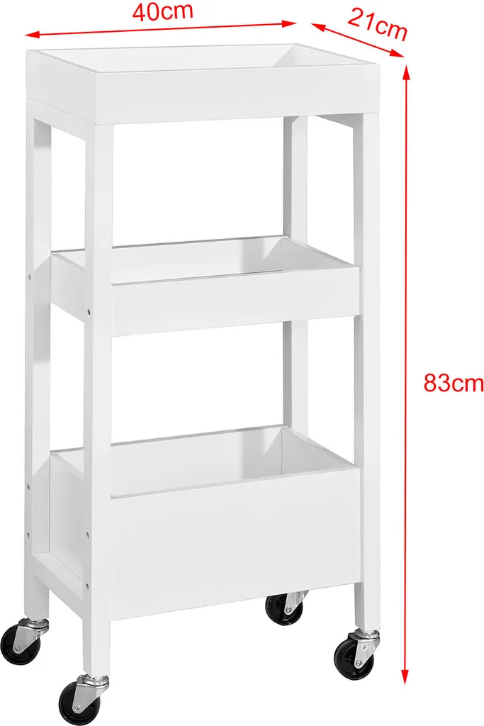 SoBuy® Rollwagen Mit 3 Fächern Nischenwagen Badrollwagen Küchenregal Küchenwagen, Weiß,FKW49-W 9 SoBuy® Rollwagen Mit 3 Fächern Nischenwagen Badrollwagen Küchenregal Küchenwagen, Weiß,FKW49-W – Bild 7