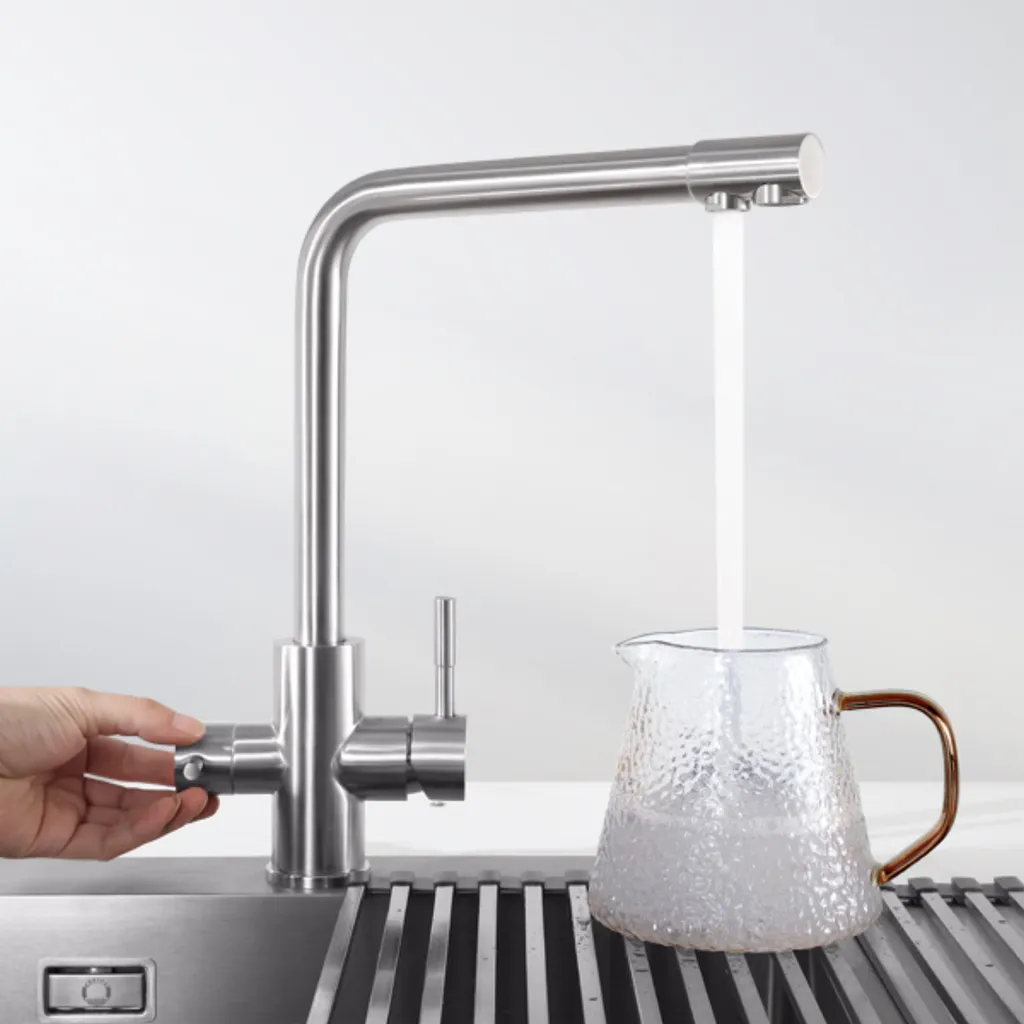 Cecipa Edelstahl 3 Wege Trinkwasser Küchenarmatur Wasserhahn 360° Drehbar 3-in-1 Hochdruckarmatur , Für Wasserfiltersysteme Osmoseanlage 3 Cecipa Edelstahl 3 Wege Trinkwasser Küchenarmatur Wasserhahn 360° Drehbar 3-in-1 Hochdruckarmatur , Für Wasserfiltersysteme Osmoseanlage