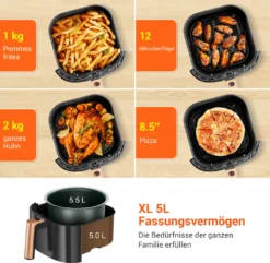 ULTENIC K10 XL Heißluftfritteuse, 5L Airfryer Mit 11 Programmen, Airfryer Mit Online-Rezepten, Touchscreen,1500W [Energieklasse A+++] -Kaufland Verkäufe 2a726dea94fd9f32f44aa4add030bbdd