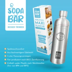 Edelstahl 1L Flasche Mit Drehverschluss Für Wassersprudler By Sodabär MAXI Flasche -Kaufland Verkäufe 2aeebf7d06a80419625e9dcb13f36686