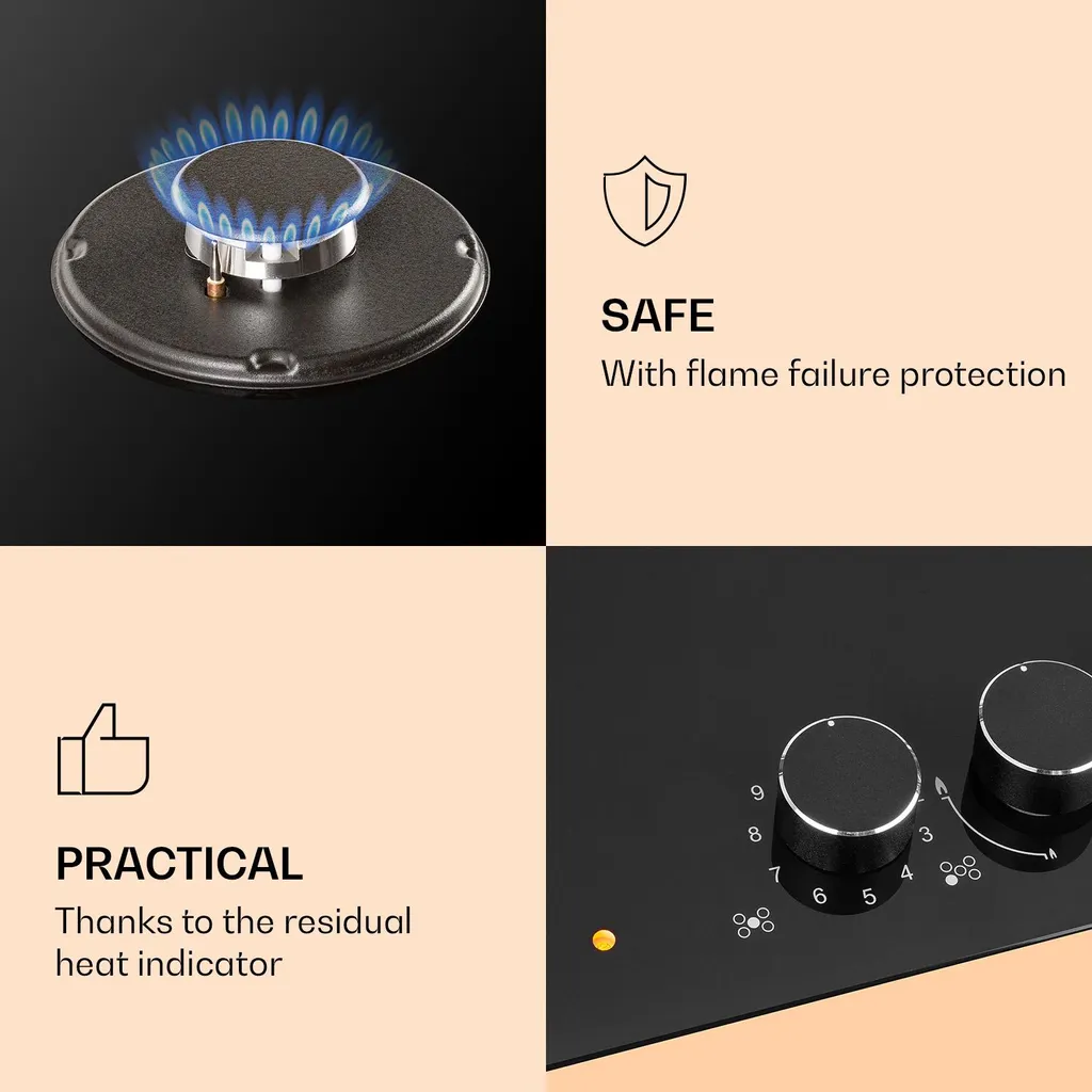 Klarstein MultiChef 5 Kombi-Gaskochfeld Gas/Glaskeramik 5 Zonen 6 Klarstein MultiChef 5 Kombi-Gaskochfeld Gas/Glaskeramik 5 Zonen – Bild 4