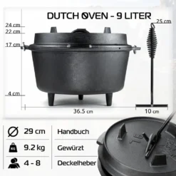 Dutch Oven 9L IRONO - Guseissen Topf - Dutch Oven Set - Feuertopf - 9 Liter - Mit Pfannendeckel, Transport- Und Schutztasche, Deckelheber Und Gebrauchsanweisung -Kaufland Verkäufe 2ba5850d5e39d83f958373a8970529de