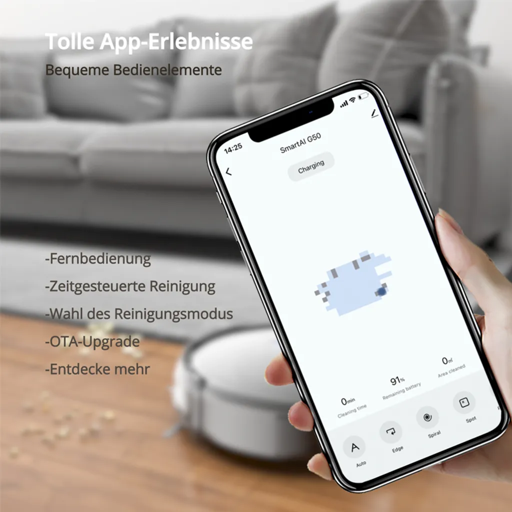 SmartAI G50 WLAN 3-in-1 Saugroboter Mit Wischfunktion Staubsauger Roboter Saug-Wisch-Roboter Wischroboter 2600mAh Alexa Google Home APP 7 SmartAI G50 WLAN 3-in-1 Saugroboter Mit Wischfunktion Staubsauger Roboter Saug-Wisch-Roboter Wischroboter 2600mAh Alexa Google Home APP – Bild 5