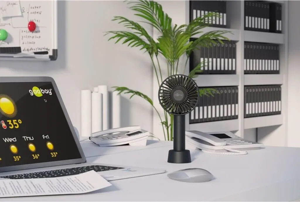 Goobay Tragbarer Handventilator Mit Standfuß - Geräuschlos, Wiederaufladbar - Mit Akku (2000mAh) Und Ladekabel, Schwarz 8 Goobay Tragbarer Handventilator Mit Standfuß - Geräuschlos, Wiederaufladbar - Mit Akku (2000mAh) Und Ladekabel, Schwarz – Bild 6