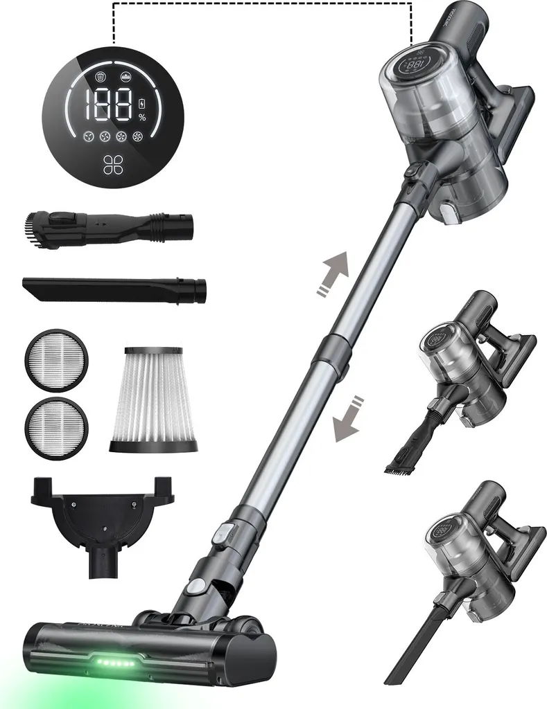 Proscenic P12 Akku Staubsauger Kabellos,33KPa/120AW Saugkraft, Vertect Light, Anti-Tangle-Rollenbürste, 6 In 1 Kabelloser Staubsauger Bis Zu 60 Min. 3 Proscenic P12 Akku Staubsauger Kabellos,33KPa/120AW Saugkraft, Vertect Light, Anti-Tangle-Rollenbürste, 6 In 1 Kabelloser Staubsauger Bis Zu 60 Min.
