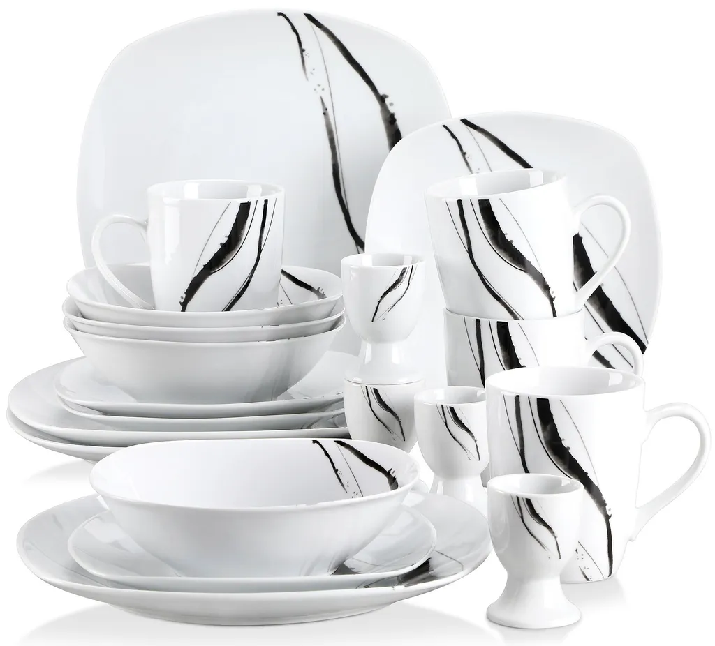 VEWEET Tafelservice 'Teresa' Aus Porzellan 20 Teilig, Geschirrset Beinhatlet Eierbecher, Kaffeetassen, Müslischalen, Dessertteller Und Flachteller, Geschirrservice Für 4 Personen 3 VEWEET Tafelservice 'Teresa' Aus Porzellan 20 Teilig, Geschirrset Beinhatlet Eierbecher, Kaffeetassen, Müslischalen, Dessertteller Und Flachteller, Geschirrservice Für 4 Personen