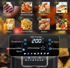 HOMCOM Heißluftfritteuse 6,5 L 1700W Mit 8 Menüs LED-Display Antihaftbeschichteter Korb Für Gesundes ölfreies Fettarmes Kochen Schwarz 36,5 X 29 X 33,8 Cm 13 HOMCOM Heißluftfritteuse 6,5 L 1700W Mit 8 Menüs LED-Display Antihaftbeschichteter Korb Für Gesundes ölfreies Fettarmes Kochen Schwarz 36,5 X 29 X 33,8 Cm -Kaufland Verkäufe 2f439d9239ffbbd3055ffa7a52bb6c73