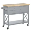 HOMCOM Küchenwagen Rollbar Servierwagen Standregal Küchentrolley Schrank Mit Schublade Bodenregal Handtuchhalter Für Küche Esszimmer Gummiholz MDF Grau+Natur 108 X 45 X 89 Cm -Kaufland Verkäufe 2f854787db8eb117b7ac2d684cd1dd3d
