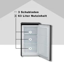 Telefunken CF-34-101-B Gefrierschrank Schwarz / 82,1 Cm 160 KWh / 63 L Nutzinhalt / Türanschlag Wechselbar / Höhenverstellbare Füße
