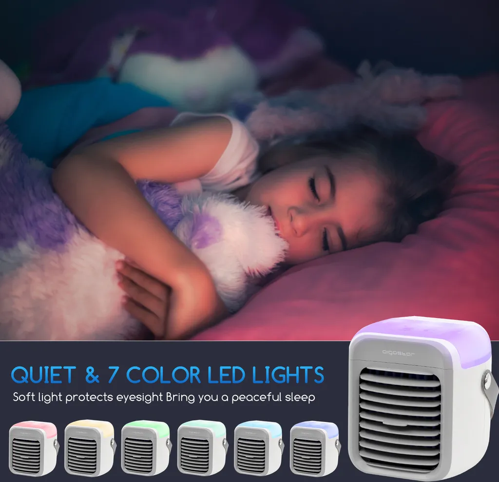 Aigostar Mini Luftkühler Mit Wassertank, Nebel Top Fill Luftbefeuchter 300 Ml Mit 3 Windstufen & 7 Nachtlicht Und Duft-Diffusor, Für Schlafzimmer, Baby, Büro,imFreien 6 Aigostar Mini Luftkühler Mit Wassertank, Nebel Top Fill Luftbefeuchter 300 Ml Mit 3 Windstufen & 7 Nachtlicht Und Duft-Diffusor, Für Schlafzimmer, Baby, Büro,imFreien – Bild 4