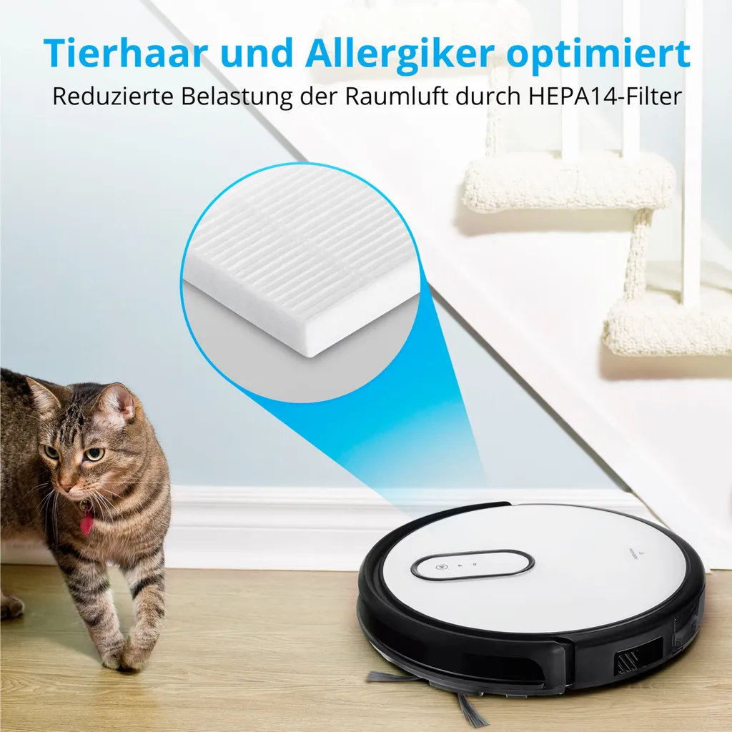 MEDION Saugroboter Mit Absaugstation S40 (2000Pa, Intelligente Navigation, Alexa Roboterstaubsauger Für Hartböden Fliesen Laminat, Teppicherkennung, Tierhaar Optimiert, HEPA14 Filter, Fernbedienung) 9 MEDION Saugroboter Mit Absaugstation S40 (2000Pa, Intelligente Navigation, Alexa Roboterstaubsauger Für Hartböden Fliesen Laminat, Teppicherkennung, Tierhaar Optimiert, HEPA14 Filter, Fernbedienung) – Bild 7