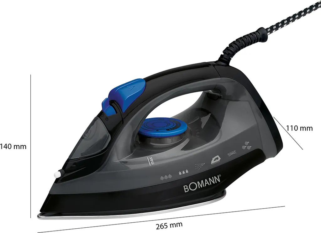 BOMANN Dampfbügelautomat DB 6003 CB Schwarz/blau Dampf Bügeleisen 7 Funktionen 10 BOMANN Dampfbügelautomat DB 6003 CB Schwarz/blau Dampf Bügeleisen 7 Funktionen – Bild 8