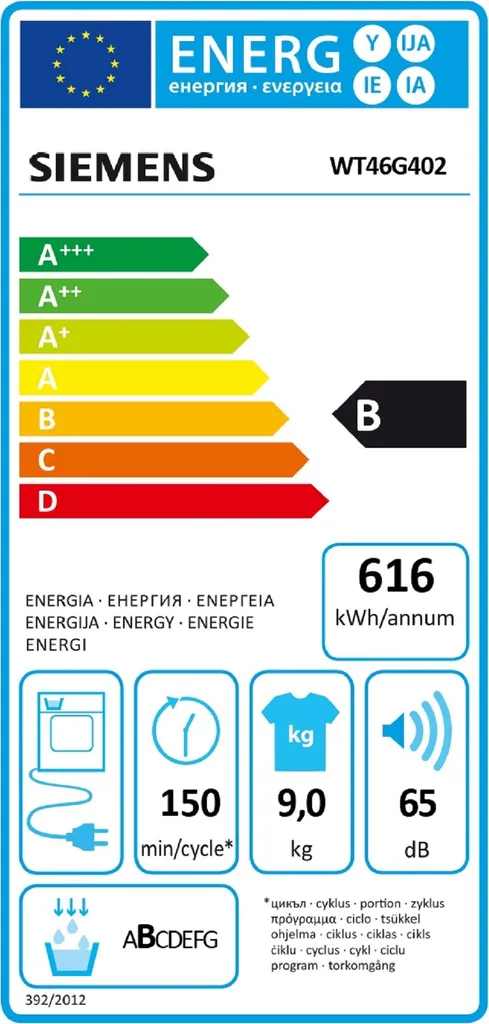 Siemens WT46G402, IQ500, Kondensations-Trockner, 9 Kg 4 Siemens WT46G402, IQ500, Kondensations-Trockner, 9 Kg – Bild 2