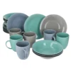 24tlg Geschirrset Jive 6Pers Kaffeebecher Suppenteller Kuchenteller Speiseteller Porzellan Bunt