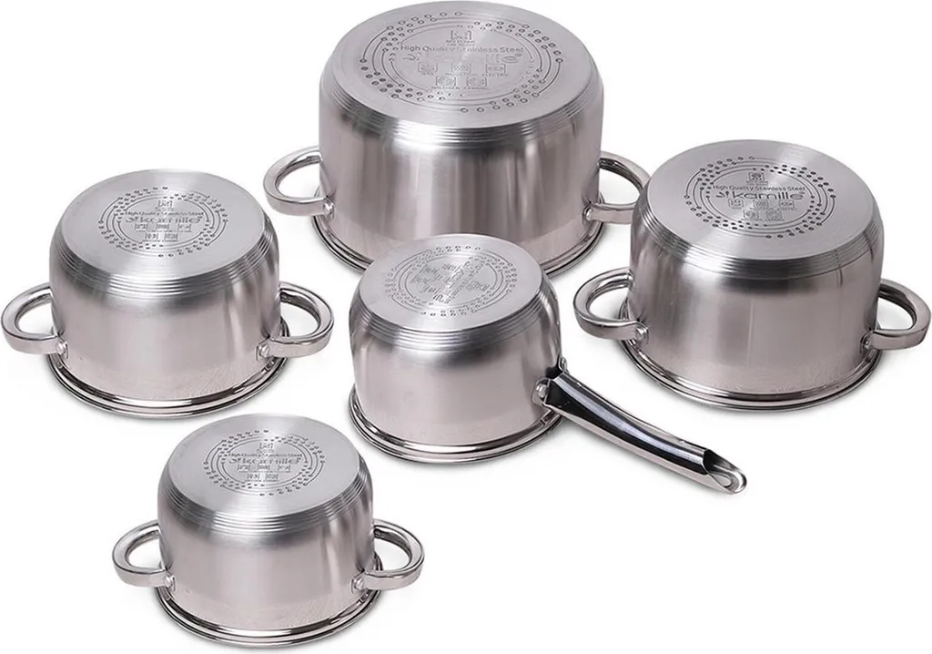 Topfset Edelstahl 10-tlg. Kochtöpfe Set Töpfe Induktion Töpfset Kochtopfset 4 Topfset Edelstahl 10-tlg. Kochtöpfe Set Töpfe Induktion Töpfset Kochtopfset – Bild 2