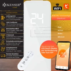 KESSER® Ölradiator 2500W Elektrische Heizung Heizkörper Elektroheizung Energiesparend Mit Display WiFi App & Fernbedienung Touchscreen - Mobil Öl Radiator 24h Timer, Thermostat & Überhitzungsschutz, Farbe:Weiß -Kaufland Verkäufe 339a1ec1e03b9ad8ad9d881d15d6653b