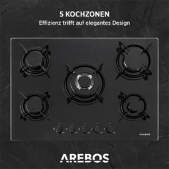 AREBOS Gaskochfeld 5 Flammen, Glaskeramik, Inkl. Topfträger & Zündsicherung, Autark, Geeignet Für Erdgas Oder Propangas, Gasherd, Gaskocher 15 AREBOS Gaskochfeld 5 Flammen, Glaskeramik, Inkl. Topfträger & Zündsicherung, Autark, Geeignet Für Erdgas Oder Propangas, Gasherd, Gaskocher -Kaufland Verkäufe 33b0009452529582a548c2566b19de31