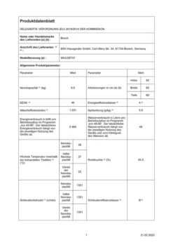 Bosch Waschmaschine, Unterbaufähig - Frontlader, 9 Kg, 1400 U/min. WUU28T41 Serie 6 -Kaufland Verkäufe 343b9f2d717439bbf7b79335381408f2