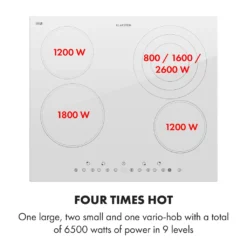 Klarstein Virtuosa 4 Glaskeramik-Kochfeld , Autark , 59 Cm , 4 Zonen: 6500 Watt , Zweifach-Zone , 4 Kochzonen , 9 Stufen , Timer , Rahmenlos , Timer , Kindersicherung , Weiß -Kaufland Verkäufe 344f3e66cf91f49908c3a92cc458b8e9