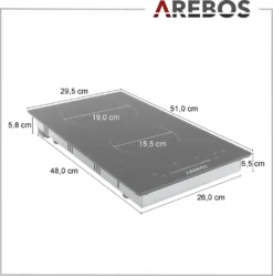 AREBOS Glaskeramikkochfeld, 3000 W, 2 Kochfelder, 30cm, Autark, Mit Sensor Touch -Kaufland Verkäufe 34a72430c0db1cb4a0c3d8e70888c39a 1