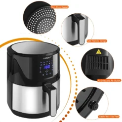LLIVEKIT WAF0017DE Heißluftfritteuse Luftfritteuse Airfryer Heißluftfritöse Korb 10 Programmen Ohne Öl 5L 1400W 80-200℃ Schwarz -Kaufland Verkäufe 354e9fccee270961d53a225e19e020a6