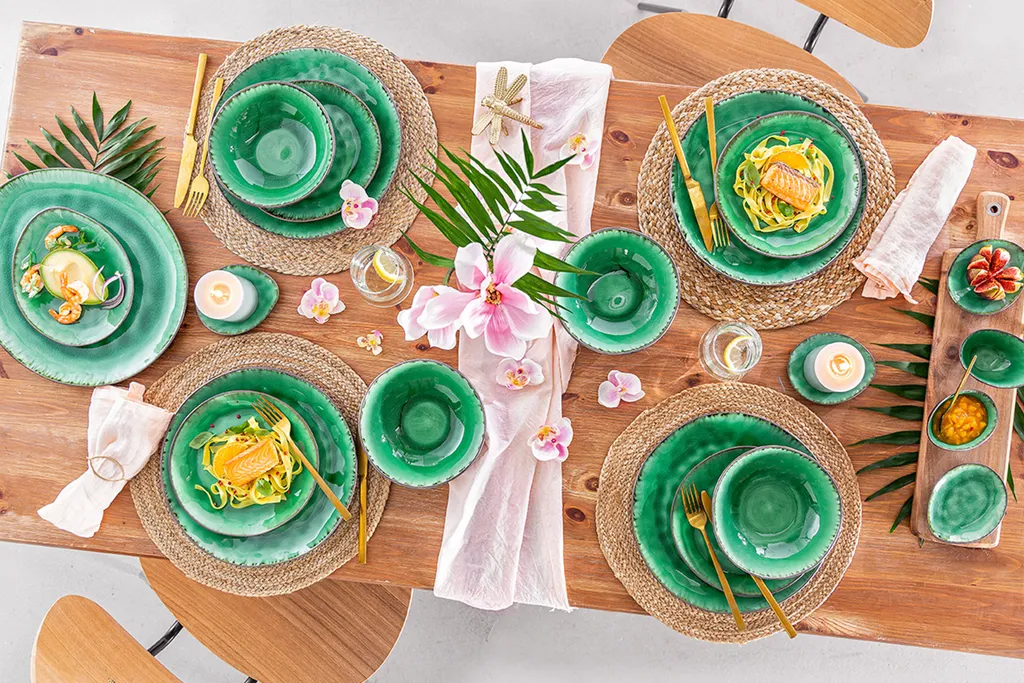 Sänger SÄNGER Steingut Geschirrset Palm Beach, Tafelservice & Servierplatten Set 23 Teilig Für 4 Personen 4 Sänger SÄNGER Steingut Geschirrset Palm Beach, Tafelservice & Servierplatten Set 23 Teilig Für 4 Personen – Bild 2