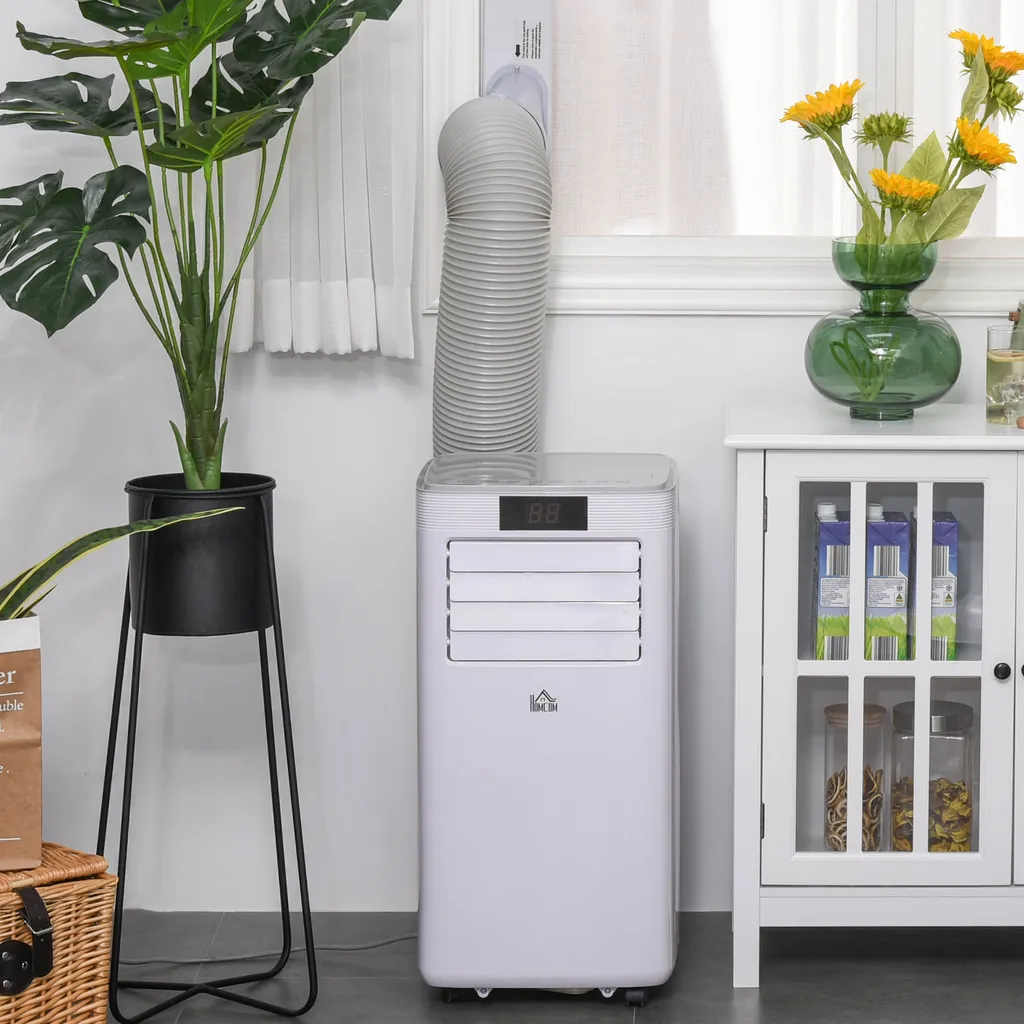 HOMCOM Mobile Klimaanlage 4-in-1 Klimagerät 24h Timer Mit Fernbedienung Nutzungsraum13-18㎡ 900W ABS Weiß+Grau 38 X 35 X 70,5 Cm 4 HOMCOM Mobile Klimaanlage 4-in-1 Klimagerät 24h Timer Mit Fernbedienung Nutzungsraum13-18㎡ 900W ABS Weiß+Grau 38 X 35 X 70,5 Cm – Bild 2