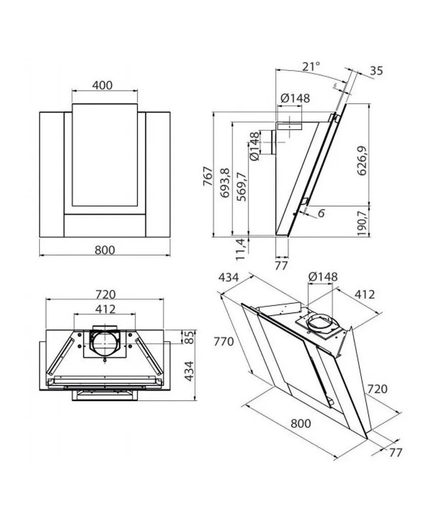 KitchenAid Design-Kopffreihaube 80cm, KEWVP 80010 7 KitchenAid Design-Kopffreihaube 80cm, KEWVP 80010 – Bild 5