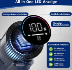 VICSONIC S7 Akku Staubsauger, 30000PA/480W Starke Saugleistung Staubsauger Kabellos Bis Zu 65 Min Laufzeit, 7-in-1 Staubsauger Beutellos, Smartes Touch Display, 180 ° Faltbar, 4 Leistungstufe, Blau 16 VICSONIC S7 Akku Staubsauger, 30000PA/480W Starke Saugleistung Staubsauger Kabellos Bis Zu 65 Min Laufzeit, 7-in-1 Staubsauger Beutellos, Smartes Touch Display, 180 ° Faltbar, 4 Leistungstufe, Blau -Kaufland Verkäufe 370e52fed89f5719b1a2733d45913ba0