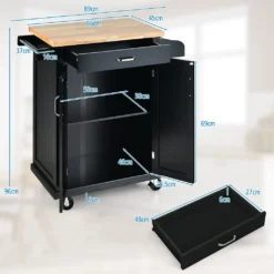 COSTWAY Küchenwagen Auf Rollen, Servierwagen Mit Arbeitsplatte & Handtuchhalter & Schublade & Gewürzregal, Kücheninsel Holz, Küchenschrank Rollbar, Für Küche, Esszimmer Und Bar (Schwarz) 15 COSTWAY Küchenwagen Auf Rollen, Servierwagen Mit Arbeitsplatte & Handtuchhalter & Schublade & Gewürzregal, Kücheninsel Holz, Küchenschrank Rollbar, Für Küche, Esszimmer Und Bar (Schwarz) -Kaufland Verkäufe 37109681fe3637020ef3b78082dfa225