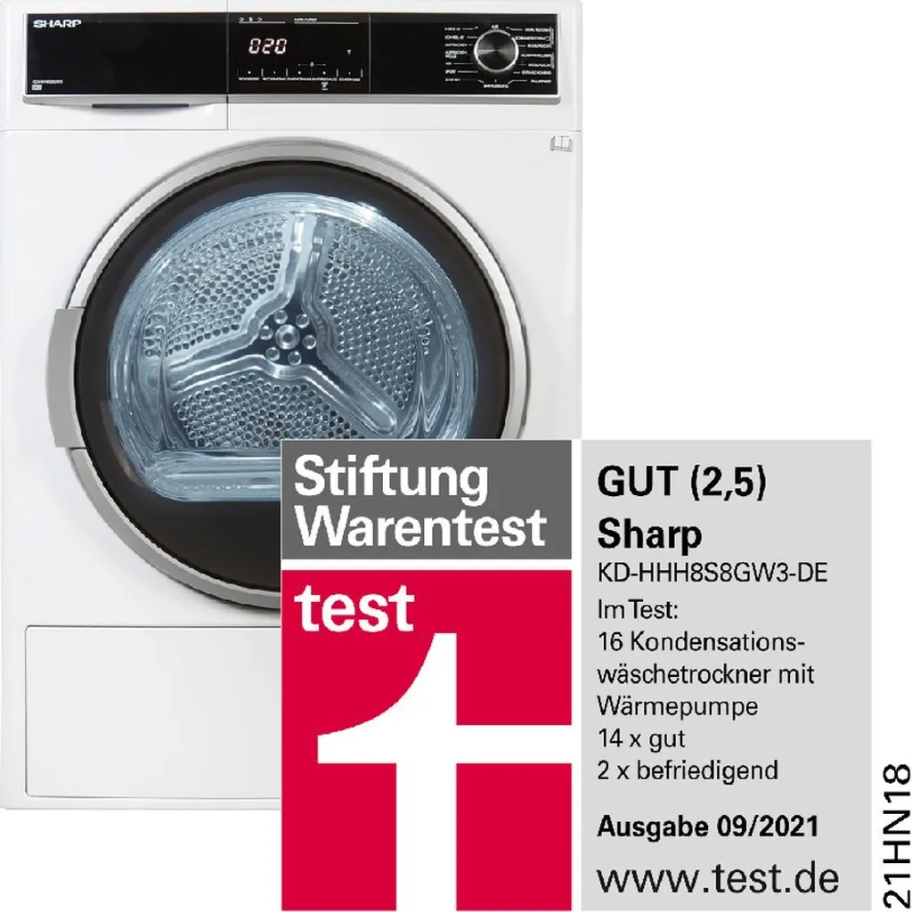 Sharp KD-HHH8S8GW3-DE Wäschetrockner Trockner Wärmepumpentrockner 8kg 6 Sharp KD-HHH8S8GW3-DE Wäschetrockner Trockner Wärmepumpentrockner 8kg – Bild 4