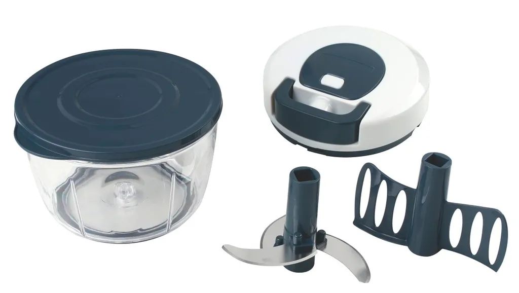 Fackelmann Multi-Hacker Easyprepare, Hochweritger Mulit-Zerkleinerer Mit Seilzug, Transparenter Auffangbehälter Mit Frischhaltedeckel, Sicher Halt Durch Anti-Rutsch-Boden (Farbe: Weiß / Blau-Grau) 4 Fackelmann Multi-Hacker Easyprepare, Hochweritger Mulit-Zerkleinerer Mit Seilzug, Transparenter Auffangbehälter Mit Frischhaltedeckel, Sicher Halt Durch Anti-Rutsch-Boden (Farbe: Weiß / Blau-Grau) – Bild 2