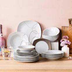 VEWEET Tafelservice 'Nikita' Aus Porzellan, 24 Teilig Geschirrset Beinhatlet Müslischalen, Dessertteller, Speiseteller Und Suppenteller, Geschirrservice Für 6 Personen 17 VEWEET Tafelservice 'Nikita' Aus Porzellan, 24 Teilig Geschirrset Beinhatlet Müslischalen, Dessertteller, Speiseteller Und Suppenteller, Geschirrservice Für 6 Personen -Kaufland Verkäufe 387062938625aab4df13c3c4021f6217