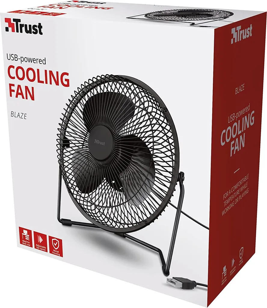 Trust Blaze USB-Kühllüfter, Einstellbare Geschwindigkeit, 120 Cm Kabel - Schwarz 4 Trust Blaze USB-Kühllüfter, Einstellbare Geschwindigkeit, 120 Cm Kabel - Schwarz – Bild 2