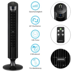 Monzana Turmventilator Fernbedienung 3 Geschwindigkeitsstufen Timer 70° Oszillation Flüsterleise Ventilator Standventilator, Farbe:schwarz -Kaufland Verkäufe 3aaeb2d678b8b7925b7a99bb34e6d77b