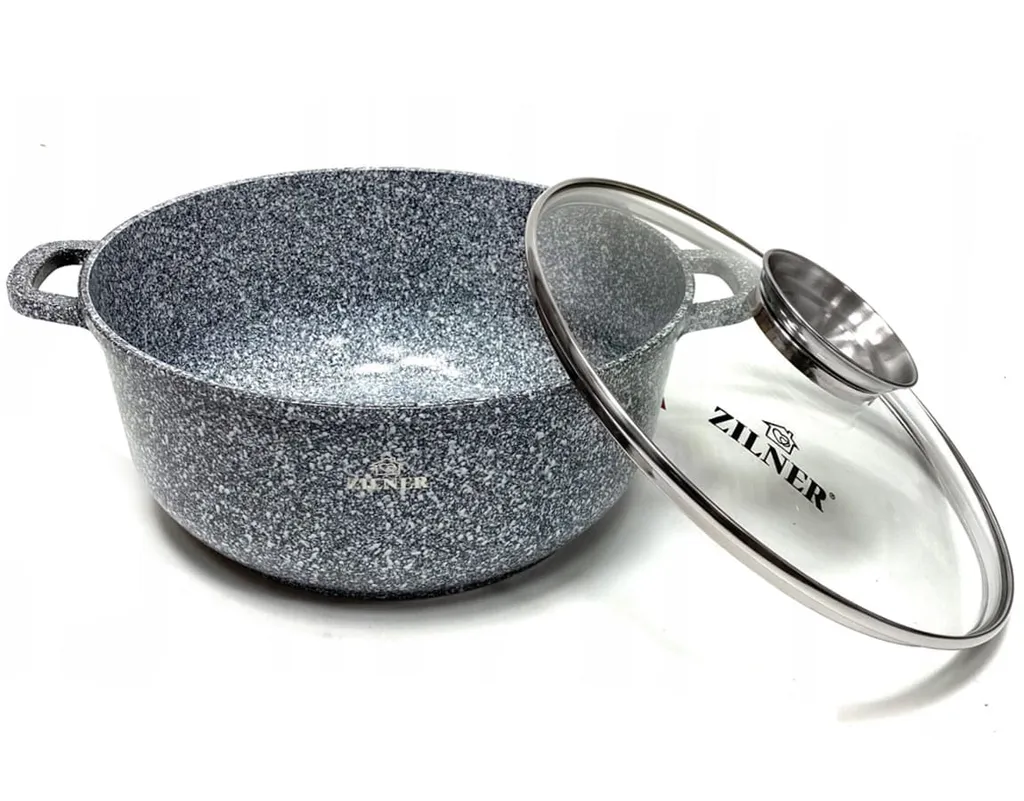 Graue Töpfe Und Kasserolle Mit Marmorbeschichtung 7 Graue Töpfe Und Kasserolle Mit Marmorbeschichtung – Bild 5