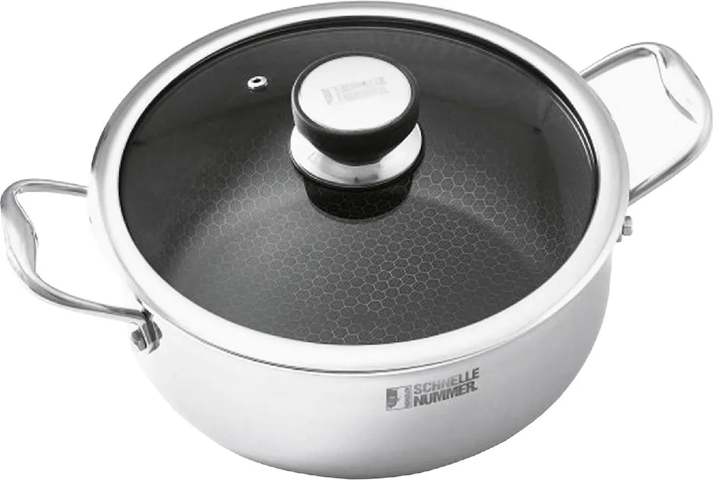 HENSSLER Cooking POT Kochtopf Inkl. Deckel, Edelstahl, 24 Cm Durchmesser, Induktionsherd-geeignet, Antihaftbeschichtung 3 HENSSLER Cooking POT Kochtopf Inkl. Deckel, Edelstahl, 24 Cm Durchmesser, Induktionsherd-geeignet, Antihaftbeschichtung