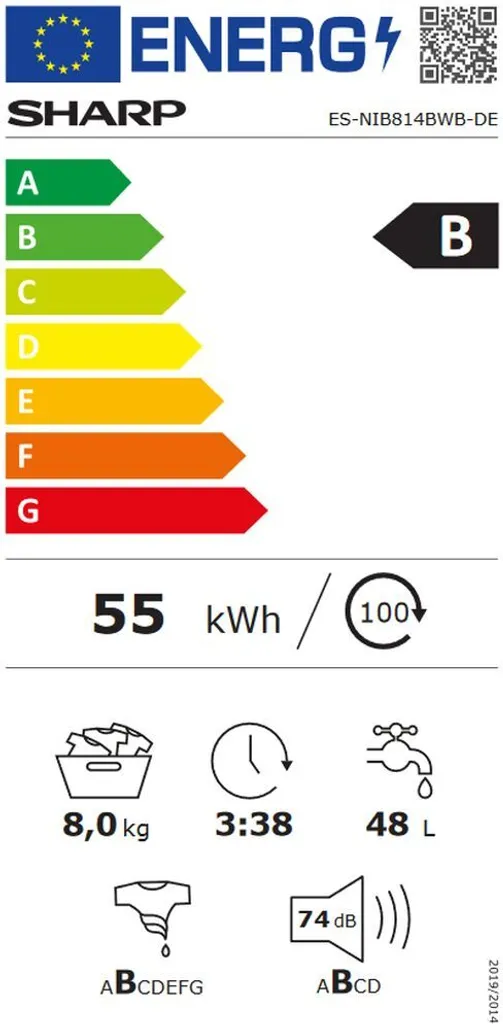 Sharp - ES-NIB814BWB-DE - Einbau-Waschmaschine - 8 Kg 7 Sharp - ES-NIB814BWB-DE - Einbau-Waschmaschine - 8 Kg – Bild 5